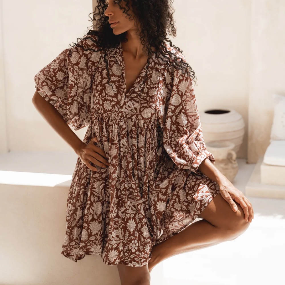 Daughters Of India Crimson Red Mini Kyra Dress